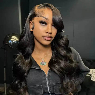 Unleash your Inner Goddess: Black Body Wave Lace Frontal Wig! Here's the Product Description: Ready to Rock a Stunning New Look Effortlessly - Estalios